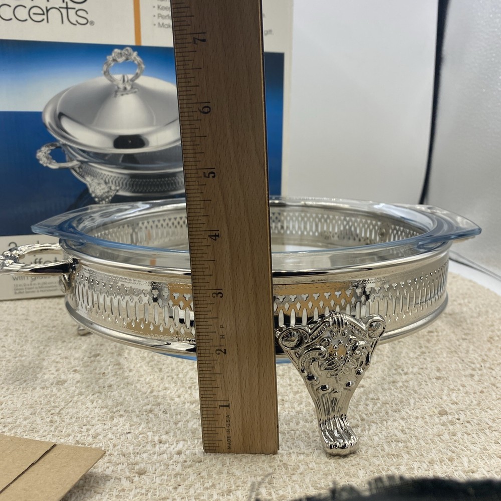 GODINGER SILVER ART COMPANY SILVER PLATED ROUND BUFFET SERVER 2 QUART