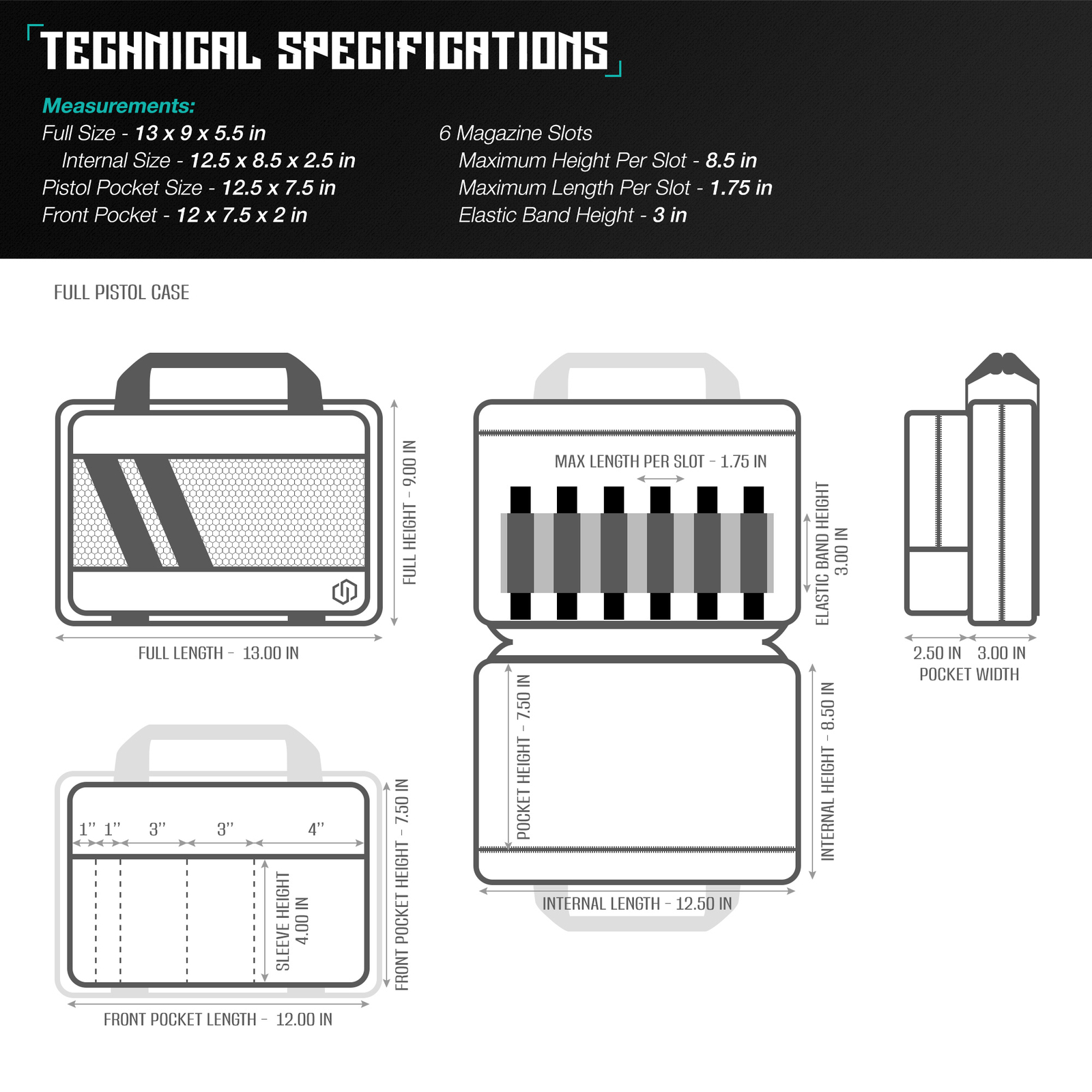 [SAVIOR] Specialist Series Double Pistol Bag 2 Handgun Revolver Mag Storage Case