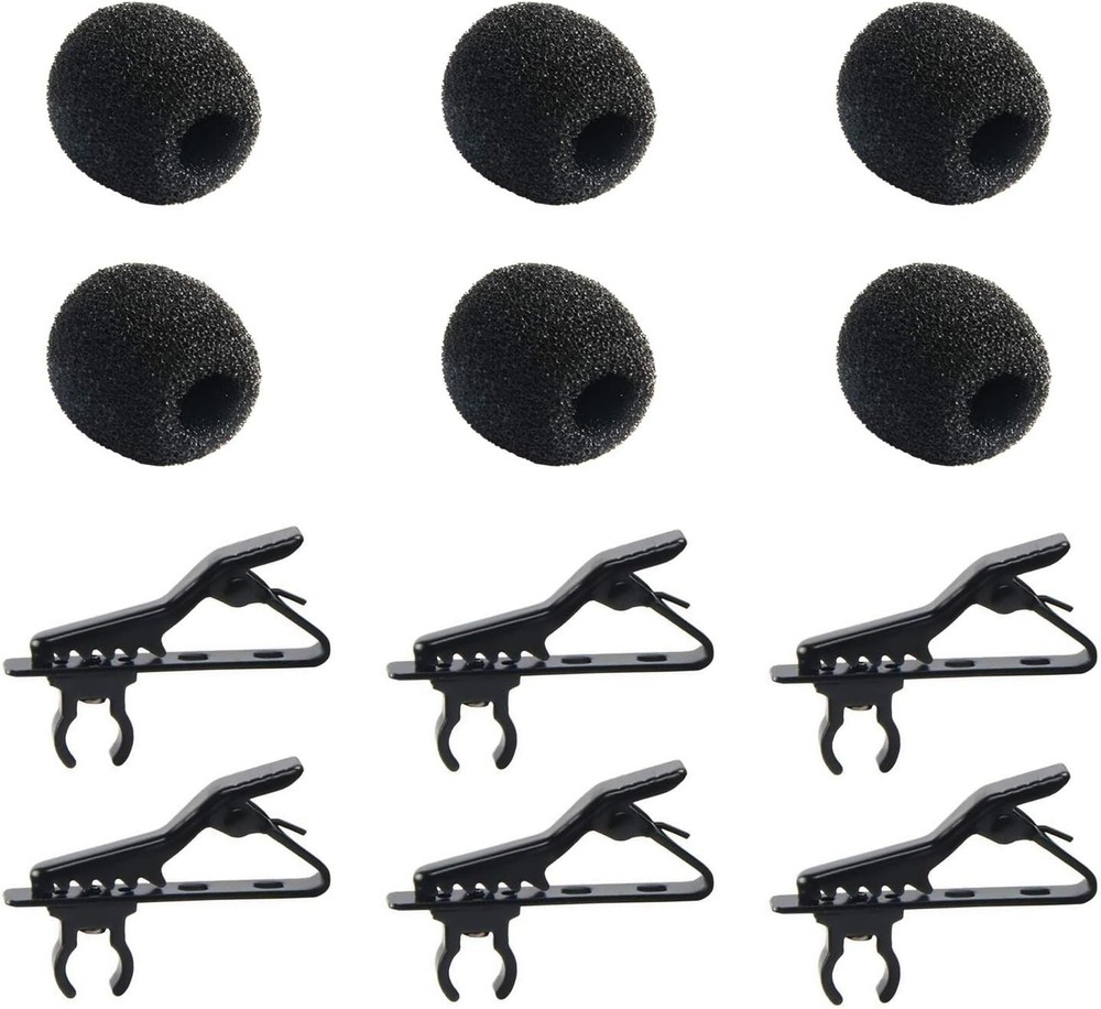 AUGSUN 18Pcs Lapel Microphone Clips Replacement Kit, 6Pcs Lavalier Mic black