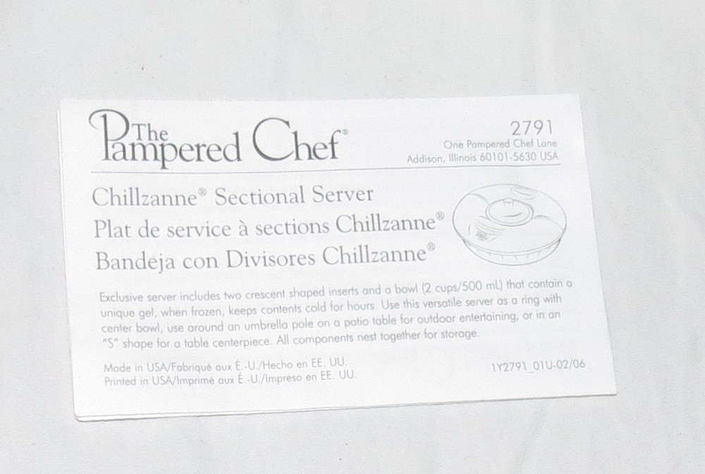Pampered Chef Chillzanne Sectional Server 2791 - New in Open Box
