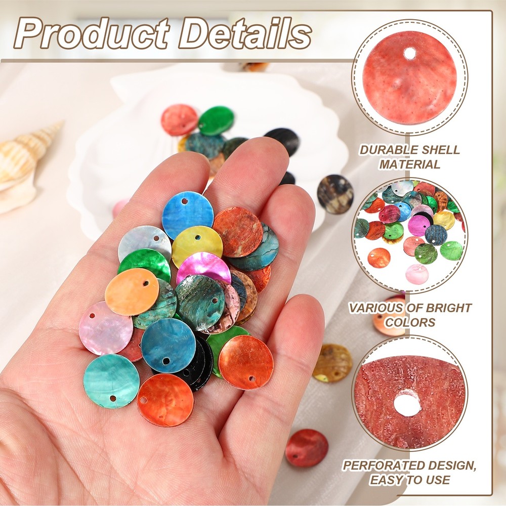 65Pcs Capiz Shells 1.5cm/0.6" Round Brown Shells for Crafts, Brown