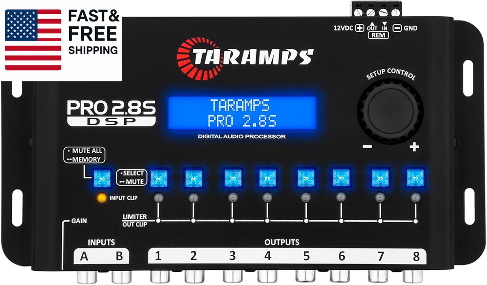 Taramps Pro 2.8S Black DSP Crossover Full Digital Signal Audio Processor Equaliz