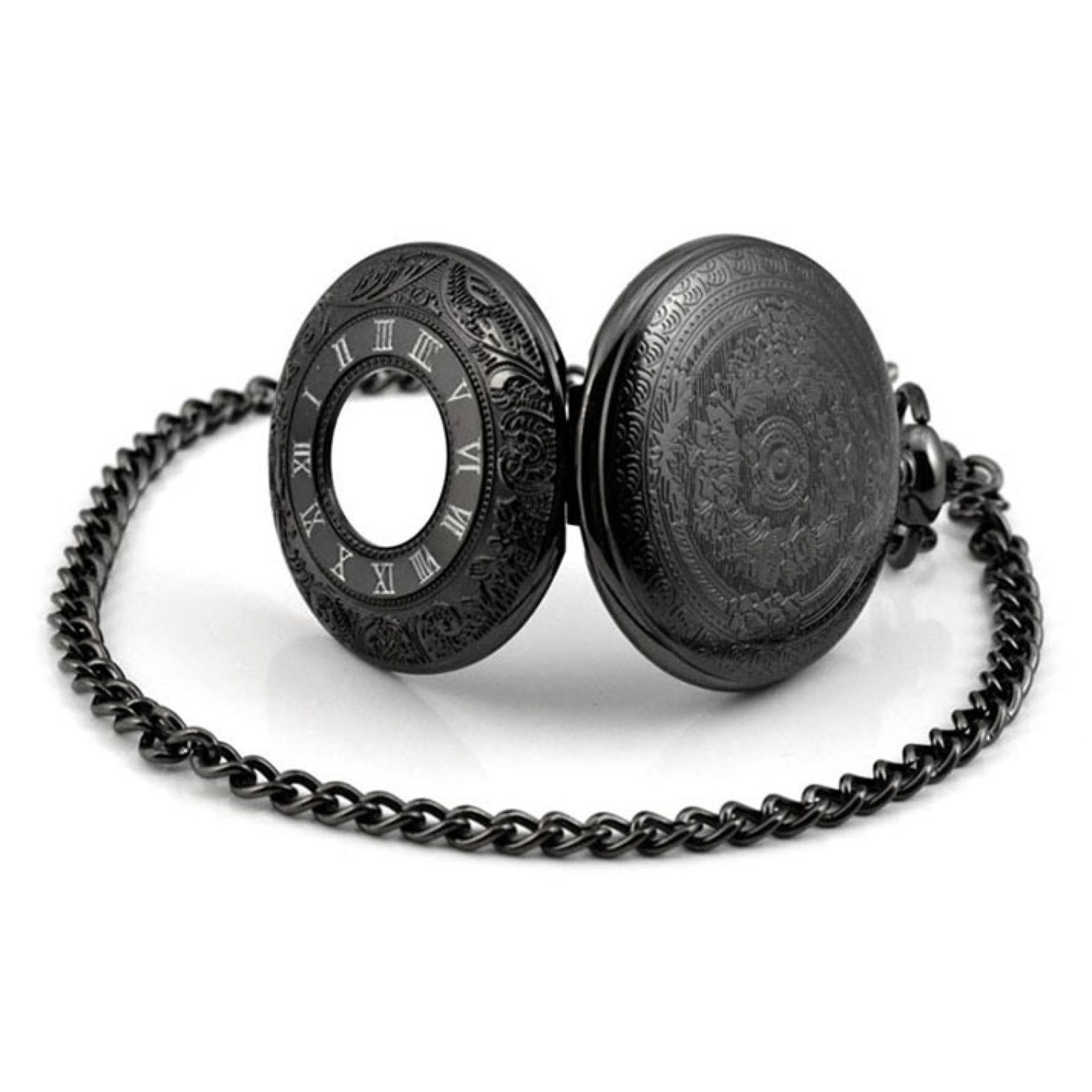 Retro Steampunk Pocket Watch Vintage Quartz Pendant Necklace Chain Gift
