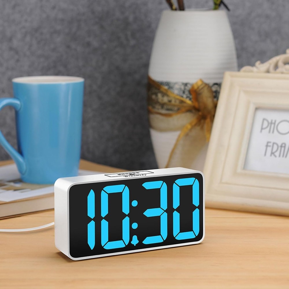 Sleek Digital Bedside Alarm Clock with Nightlight & Power Backup Features