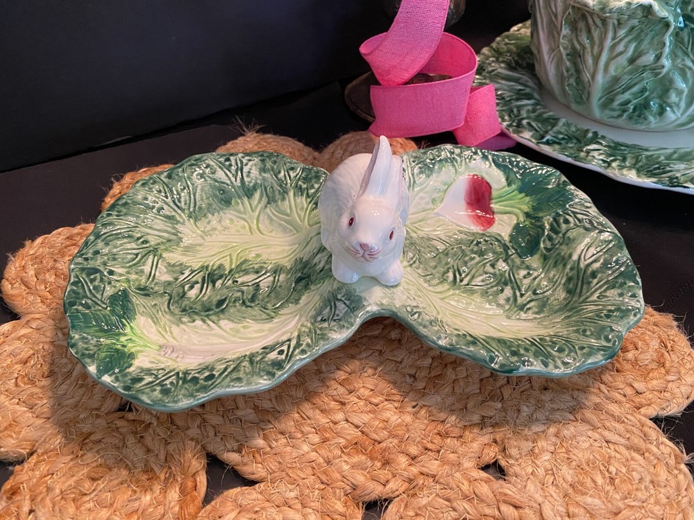 Easter Bunny, Rabbit Patch, Figural Handled 2-Part Serving Dish, Shafford Japan
