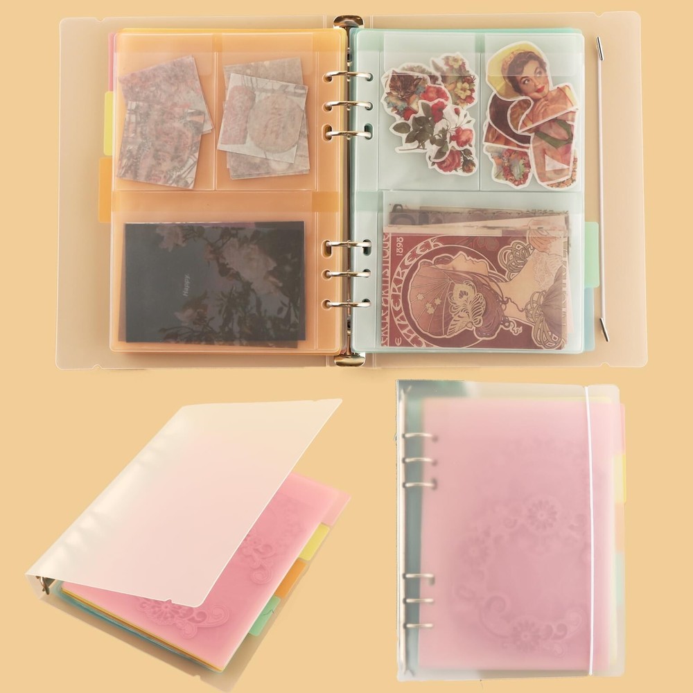 BAOFALI 40 Pages/2Set A5 6 Ring Clear Stamps Storage Embossing Folder Storage...