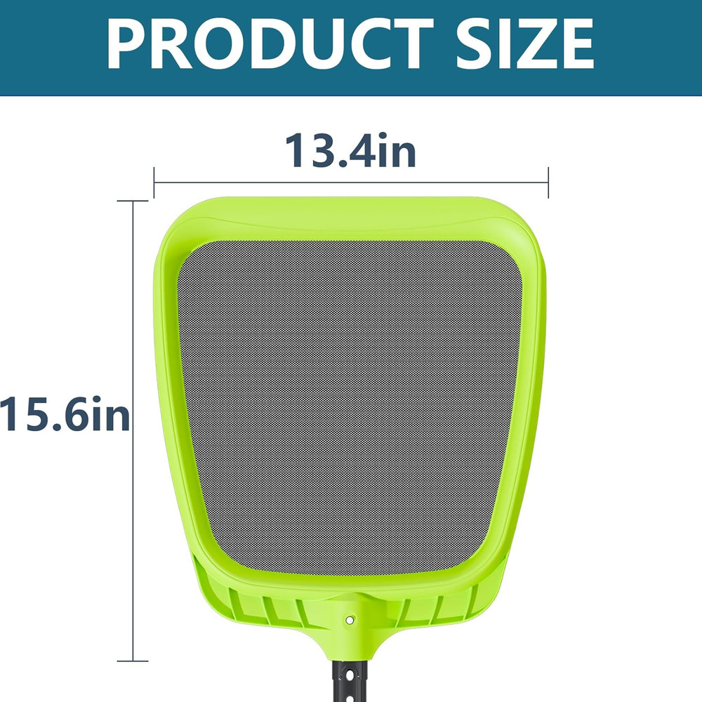 Pool Skimmer Net - Professional Heavy Duty Reinforced Frame Nylon Flat Leaf Rake