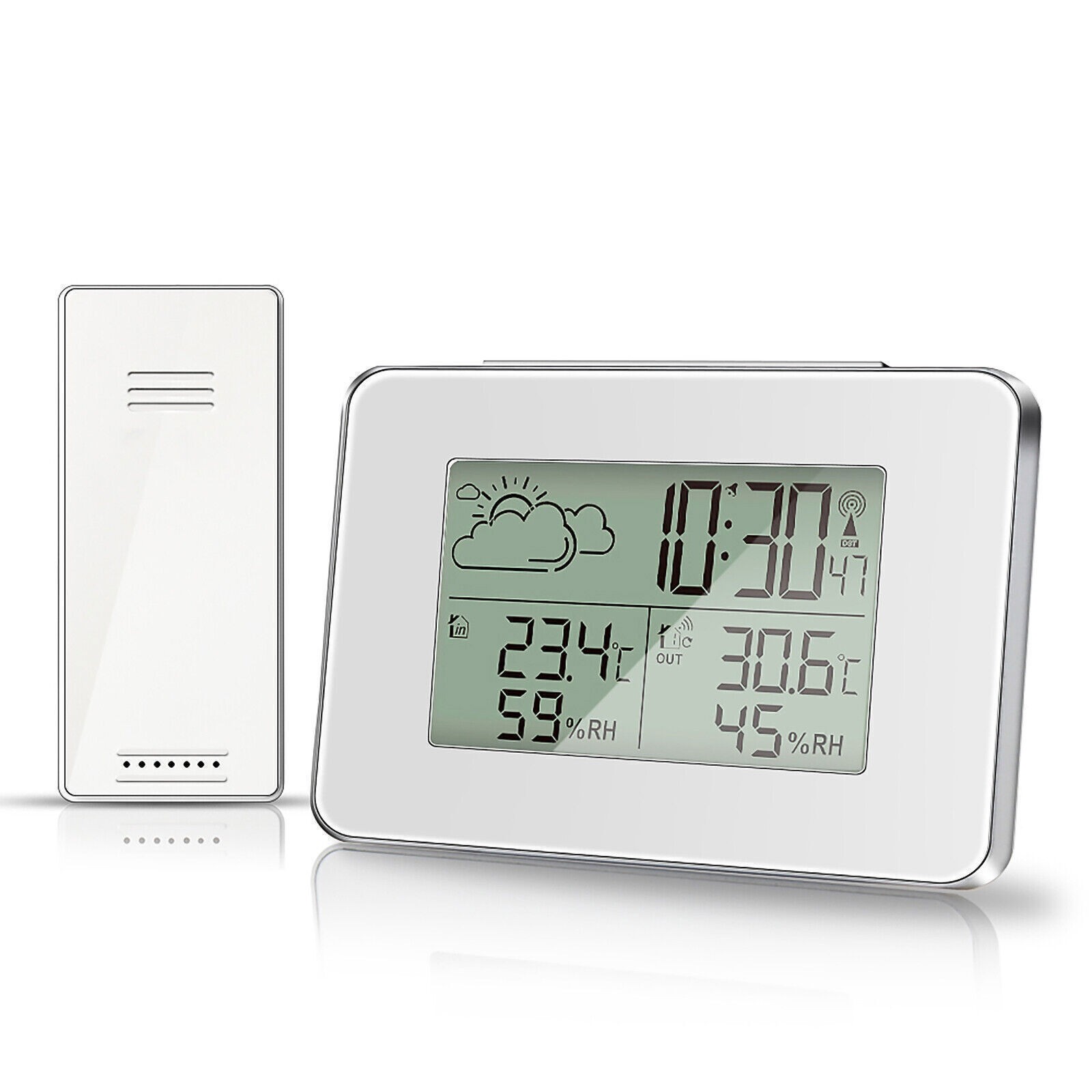 Wireless Indoor & Outdoor Weather Station Clock Calendar Digital LCD Thermometer