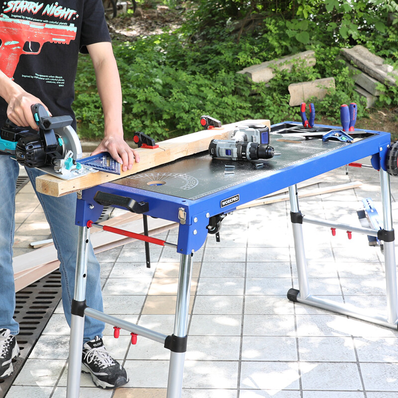 WORKPRO 5-in-1 42" Portable Rolling Miter Saw Stand Workbench Folding Work Table