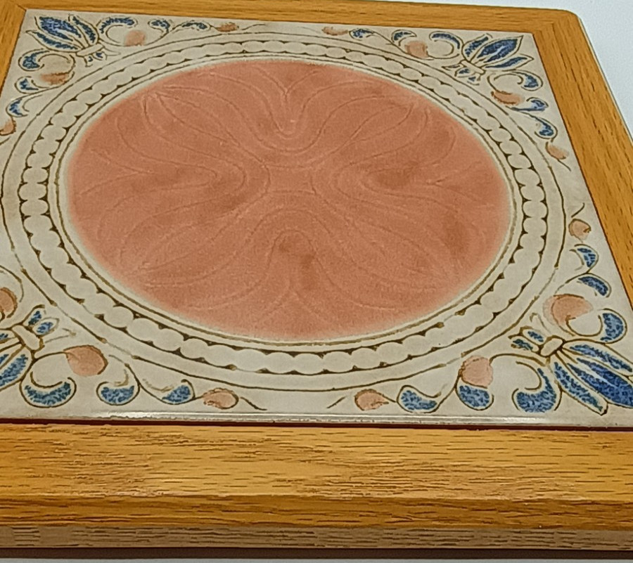 Vintage Handcrafted Ceramic Tile Solid Oak Wood Frame Trivet Hot Pad Cape Cod