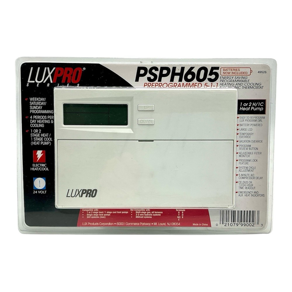 LUXPRO PSPH605 HEAT PUMP PROGRAMMABLE THERMOSTAT