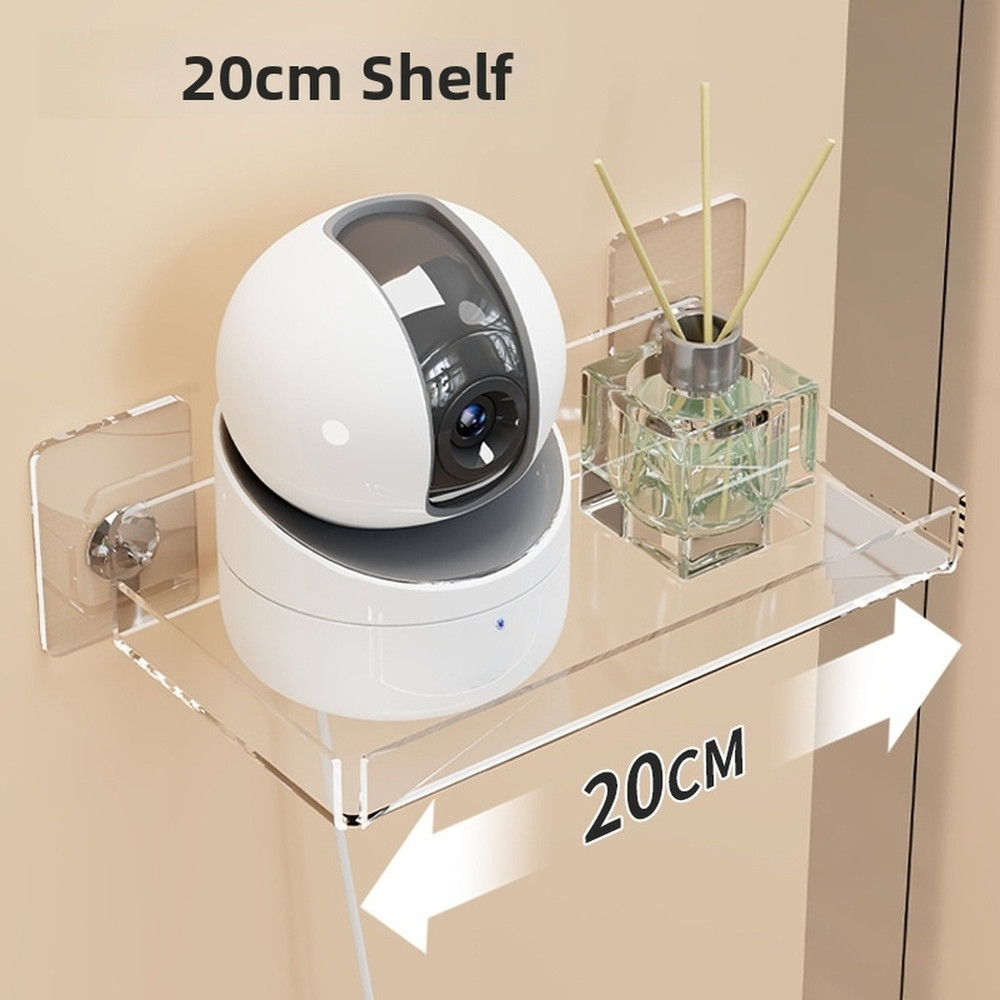 Acrylic Wall Shelf Camera Bracket No Drill Extended Platform Three Side Guard
