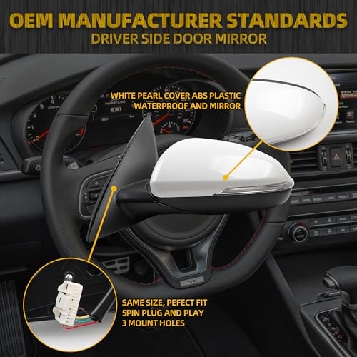 Driver Side Mirror Compatible With 2016 2017 2018 Kia Optima Left White