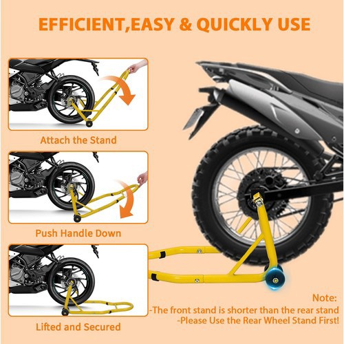 Heavy-Duty Motorcycle Stand Lift Frame Front and Rear Combination Stand Yellow
