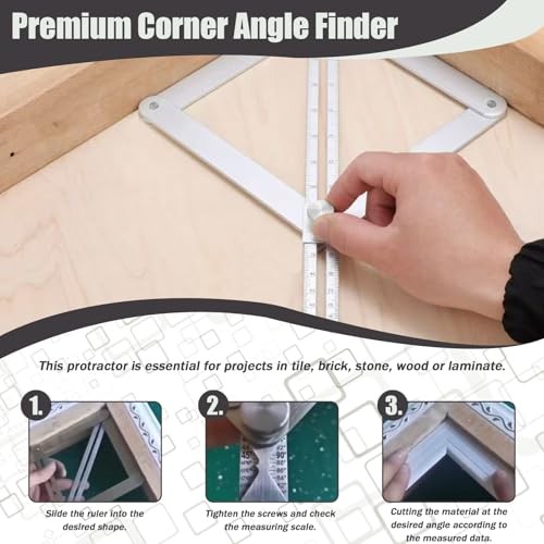 Corner Angle Finder Tool, Miter Saw Protractor with Scale, Miter Angle Silver
