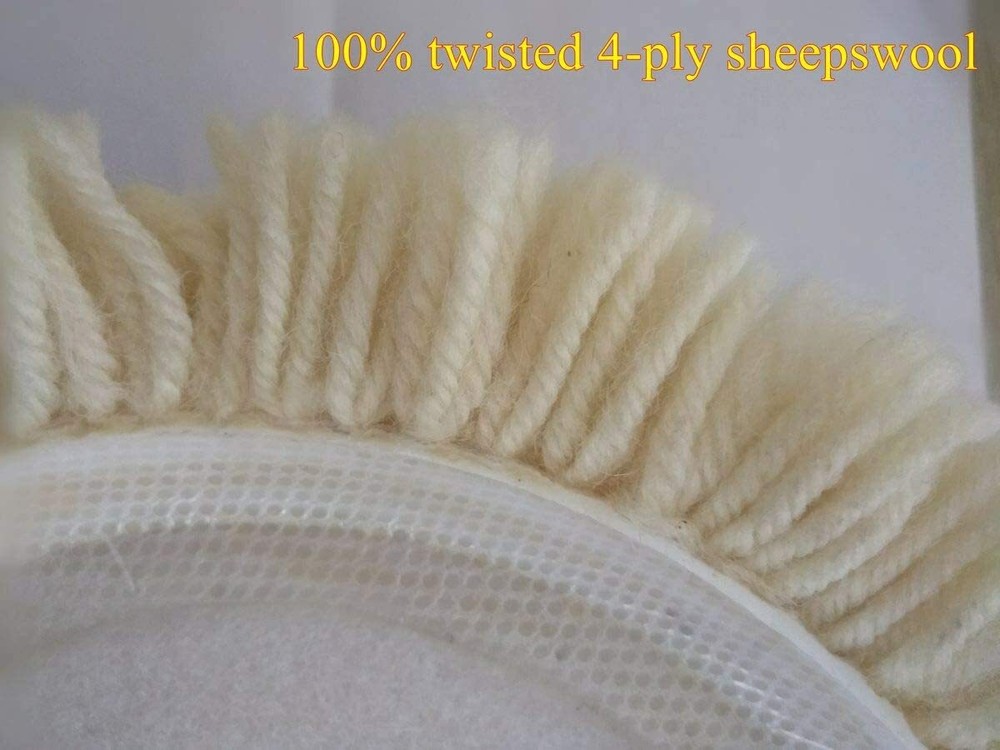 Wool Polishing Pads 7" Buffing Pads with Hook and Loop Back for Compound Cutting