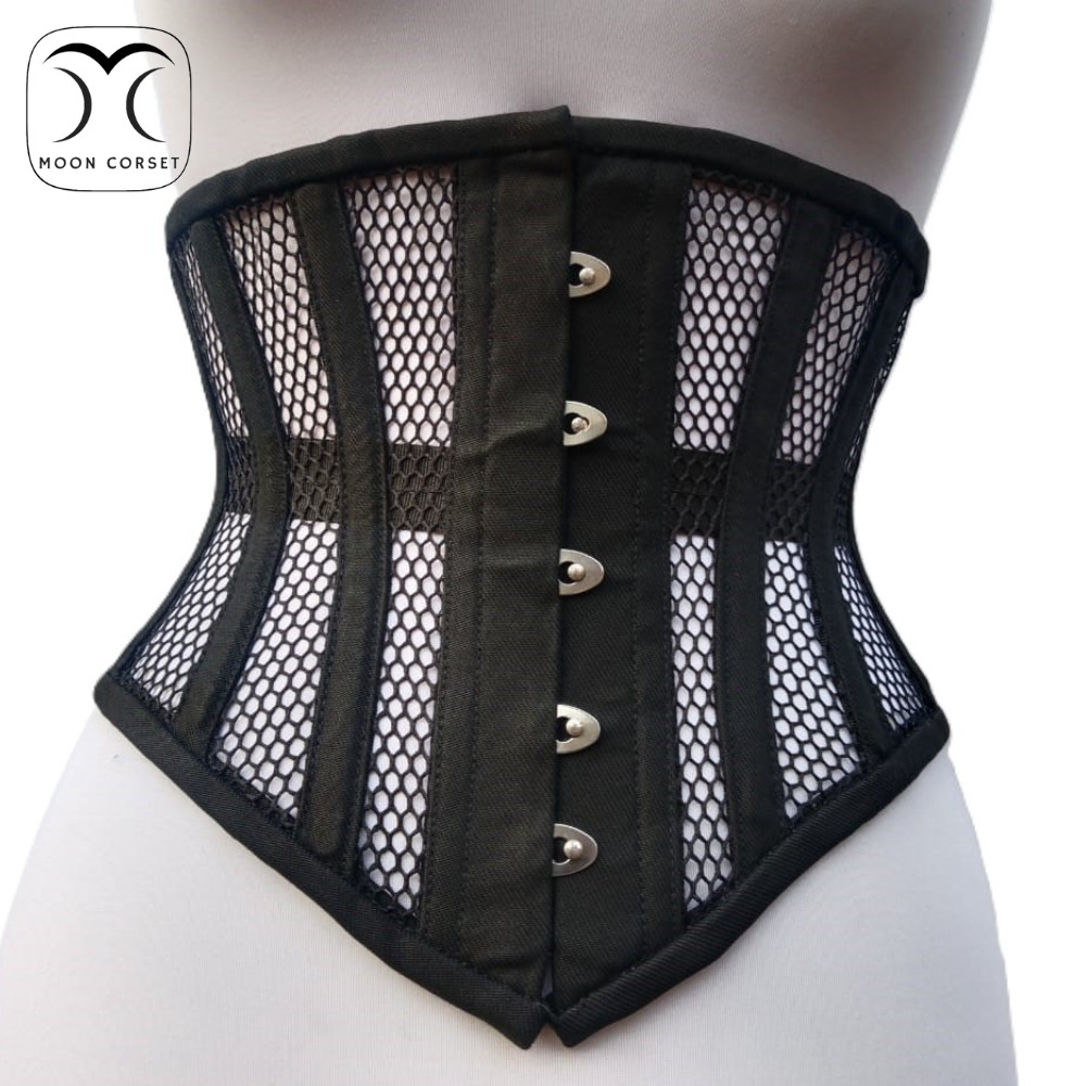 Underbust Mesh Corset Steel Boned Waist Trainer Womens Corset Heavy Duty