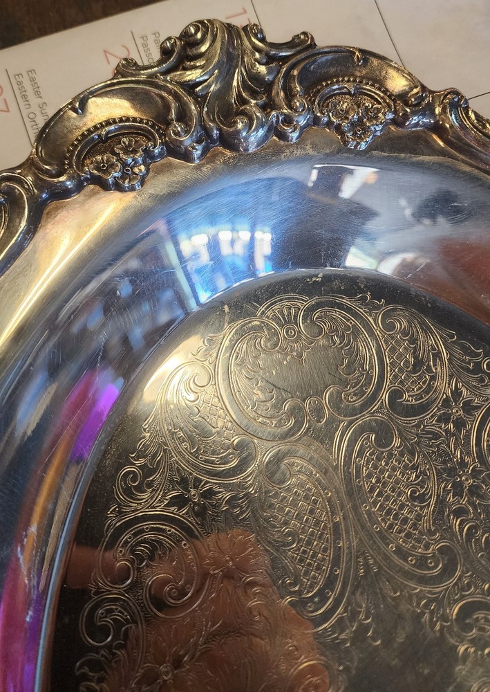 Wallace Baroque Silverplate Serving Tray #273 Oval