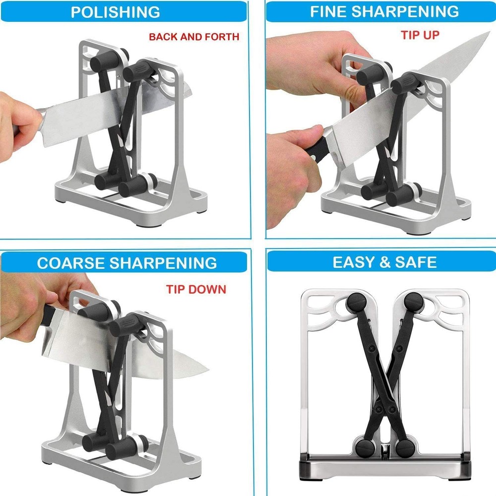 Knife Sharpener, Knife Sharpener Tool with Self-Adjusting, Stainless Steel an...