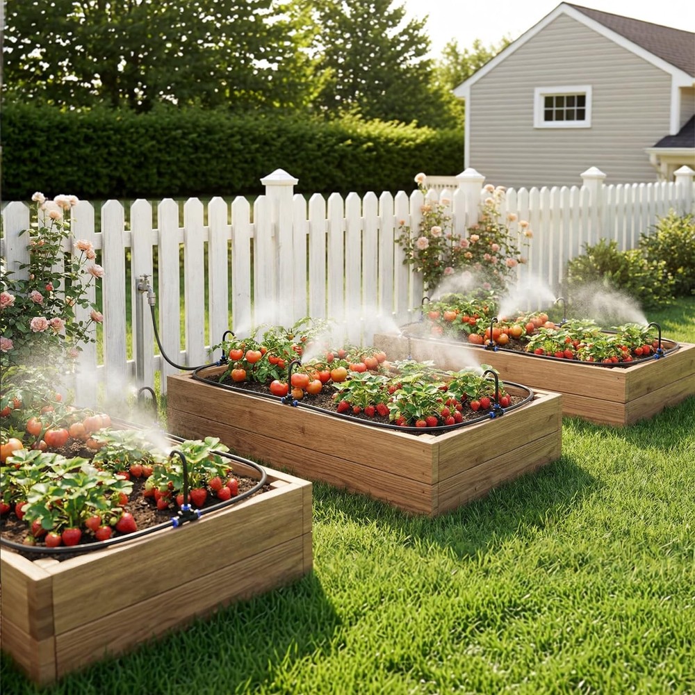 30FT 5/16” Drip Irrigation System, 360°Adjustable Watering System Kit