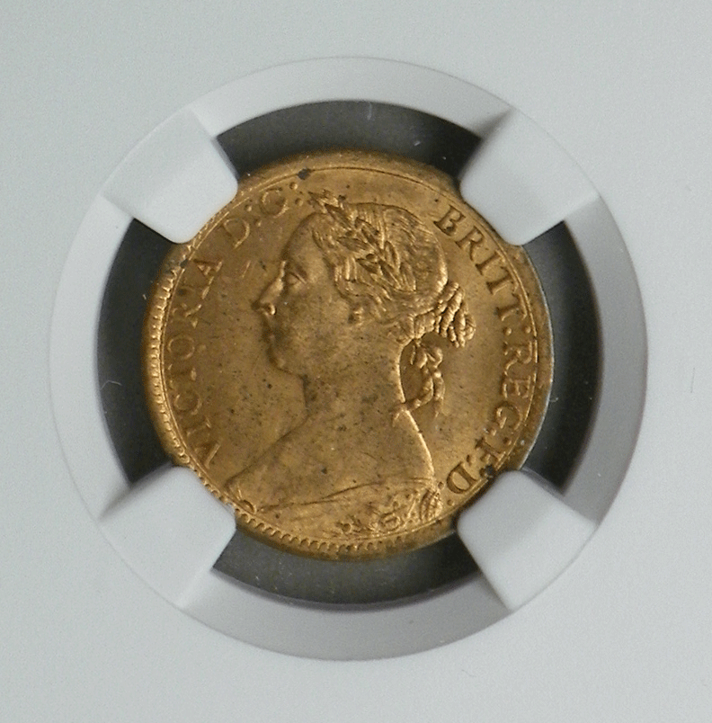GREAT BRITAIN 1890 FARTHING, MS 64 RED, NGC