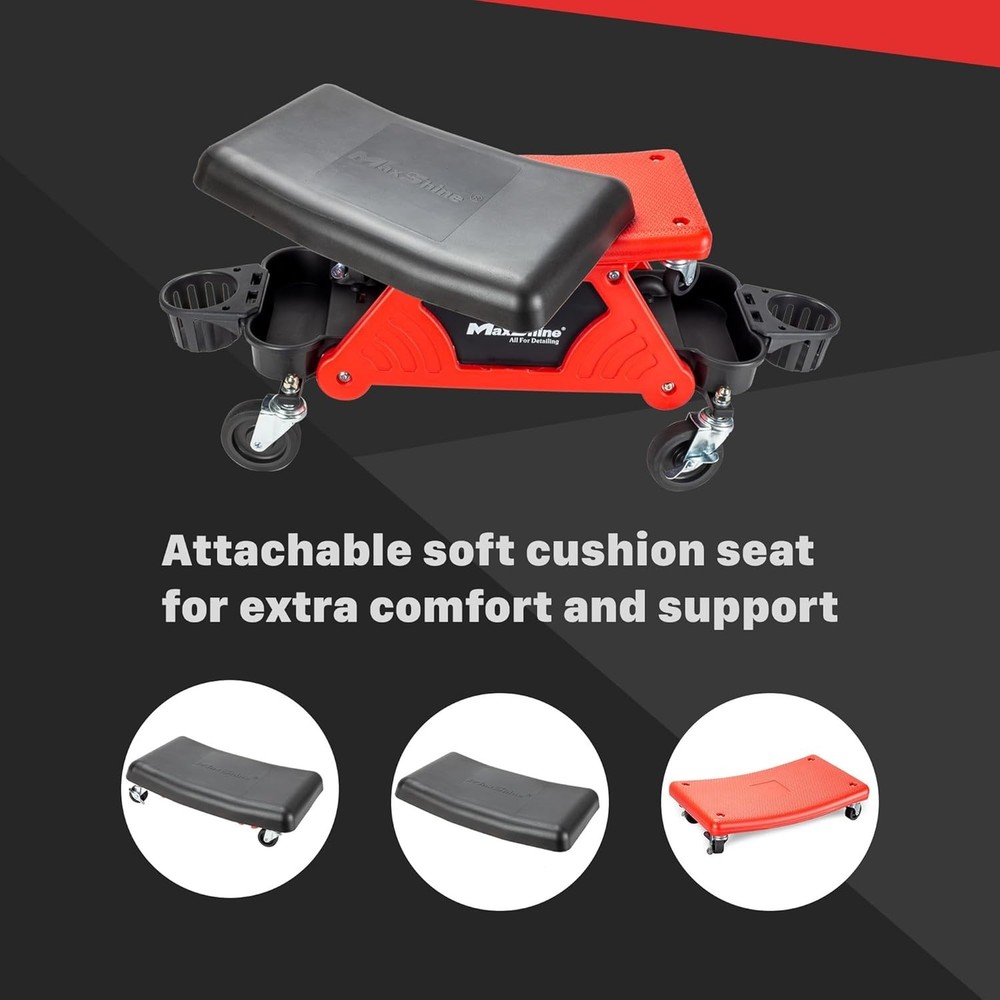 2-in-1 Modular Detailing Creeper Seat V2 | Rolling Creeper with Removable Cus...