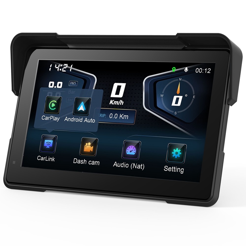 Motorcycle Dashcam 7inch Touchscreen Loop Recording GPS Tracking Bluetooth V4.0