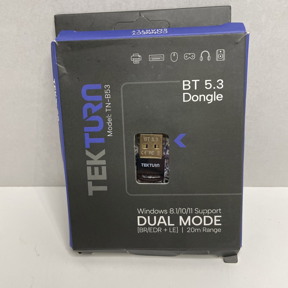 TEKTURN TN-B53 USB Bluetooth 5.3 Adapter Windows Plug-and-Play BR/EDR + LE