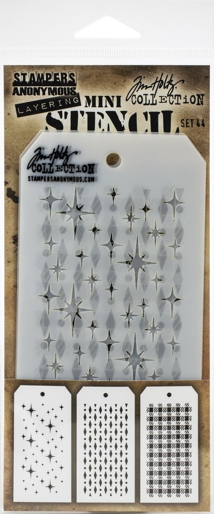 Tim Holtz Mini Layered Stencil Set 3/Pkg-Set #44 - MTS-44