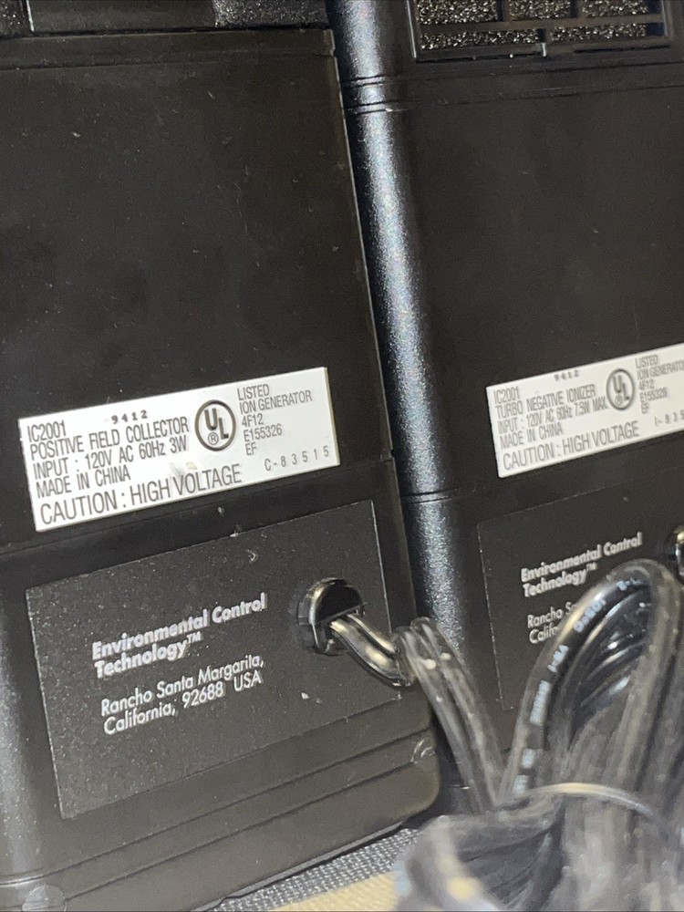 ECT Environmental Control Technology IC2001 Portable Ion Generator Purifier Set