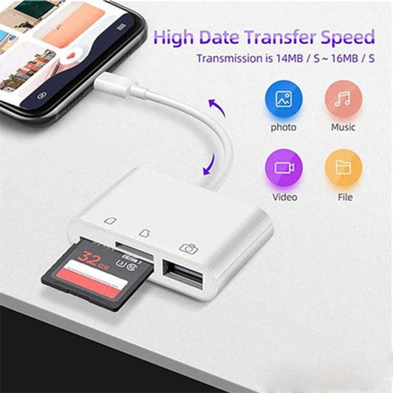 TF/SD Card Adapter Camera Reader Camera Android Type-c For iPhone17 Pro Max Plus