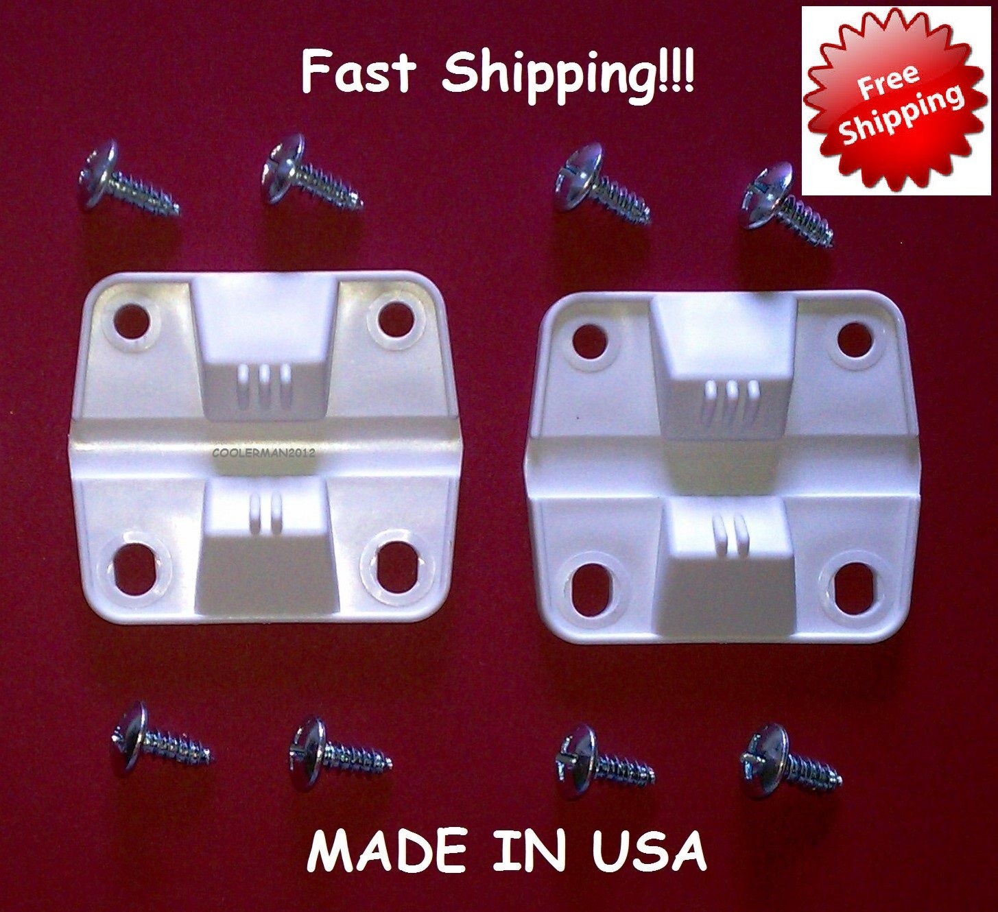 COLEMAN PLASTIC COOLER 2 HINGES 8 SCREWS #6262-1141 ICE CHEST HINGE REPLACEMENT