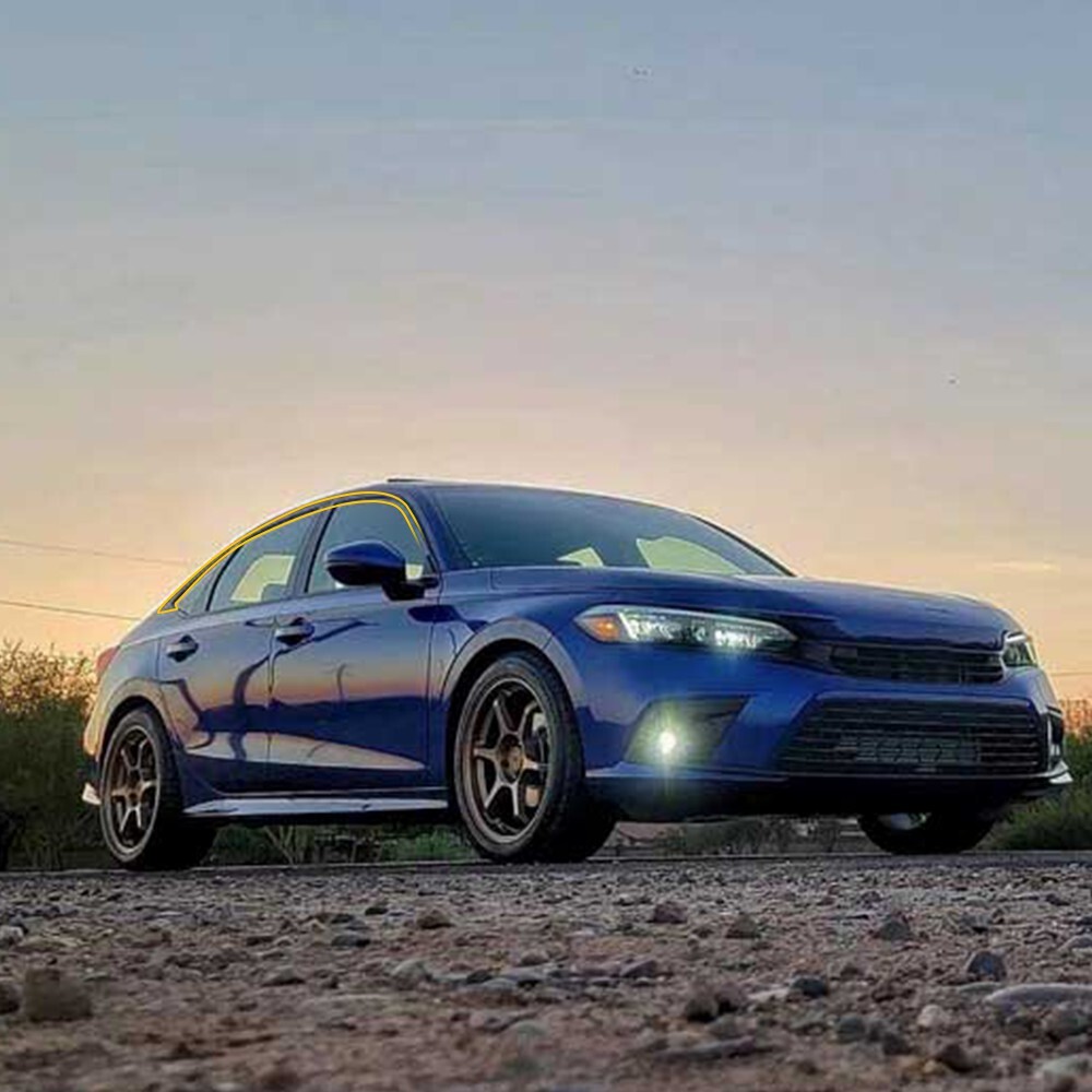 Chrome Delete Blackout Overlay for 2016-21 Honda Civic Sedan Window Trim BLACK