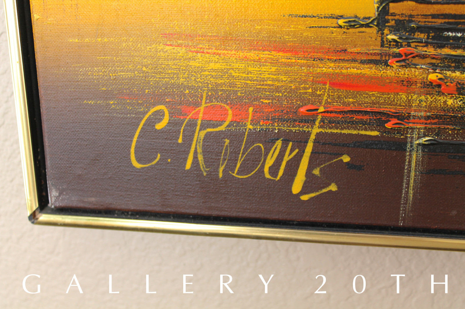 SPECTACULAR! MCM ORIG OIL PAINTING! 50'S 60'S ART VTG ATLANTIS RUINS MID CENTURY