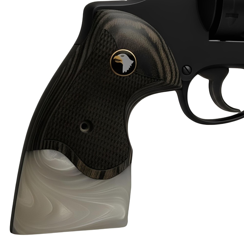 Colt Python Black Rosewood Grips Pearl Acrylic Screaming Eagle Medallion