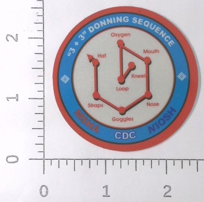 MSHA CDC NIOSH DOL 3+3 Donning Sequence Work Safety Coal Mining Sticker Decal