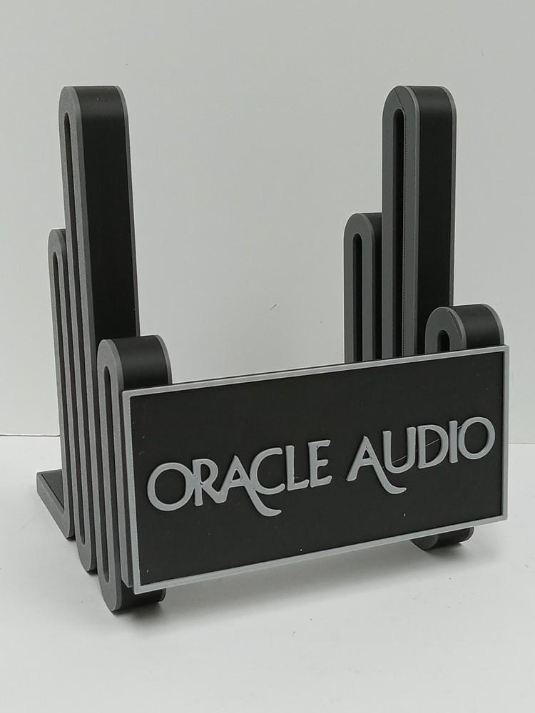 Large Oracle Turntable Now Playing Record Display Stand – Black & Gray