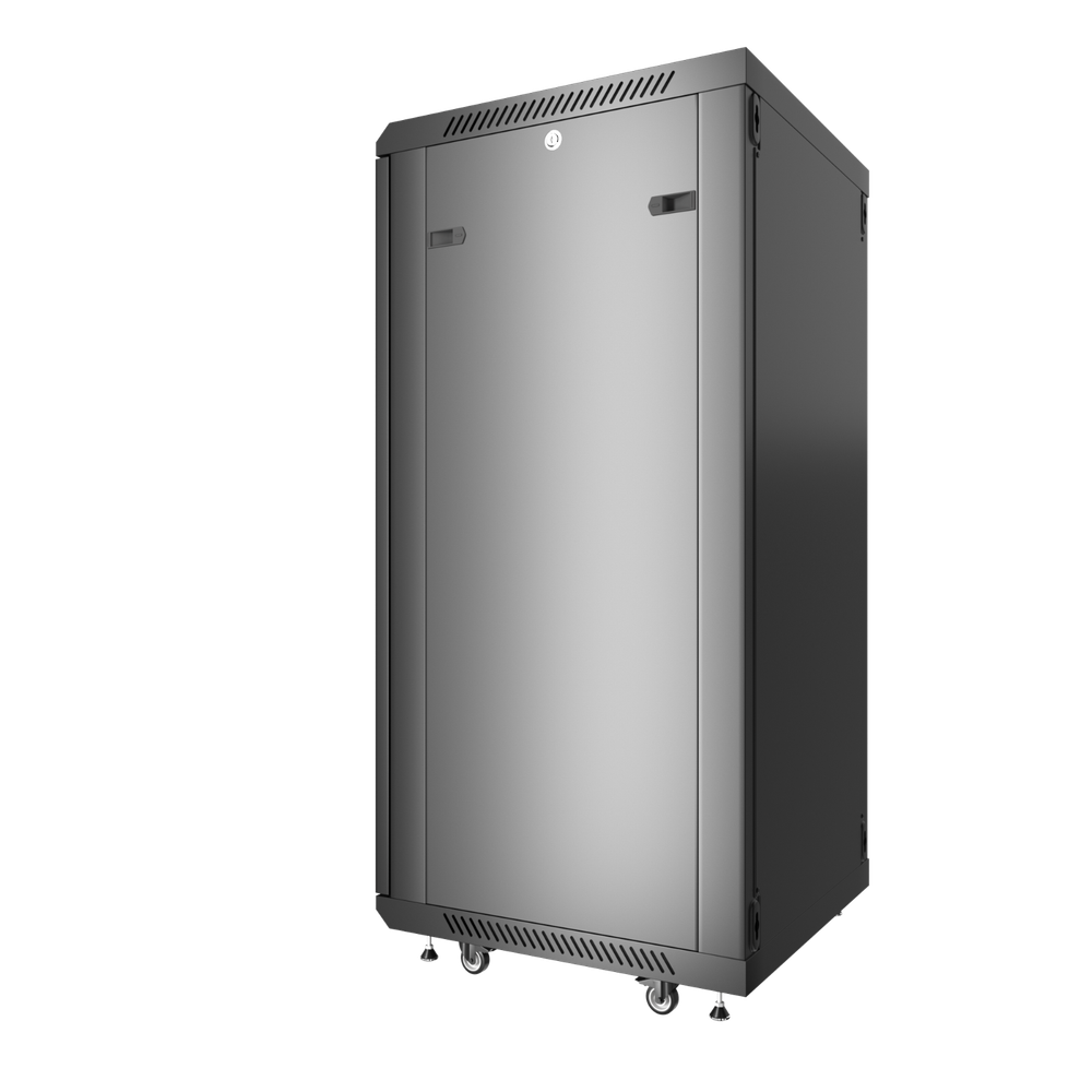 18U Server Rack Locking Network Cabinet Data Enclosure with PDU-Feet-Fan-Shelf