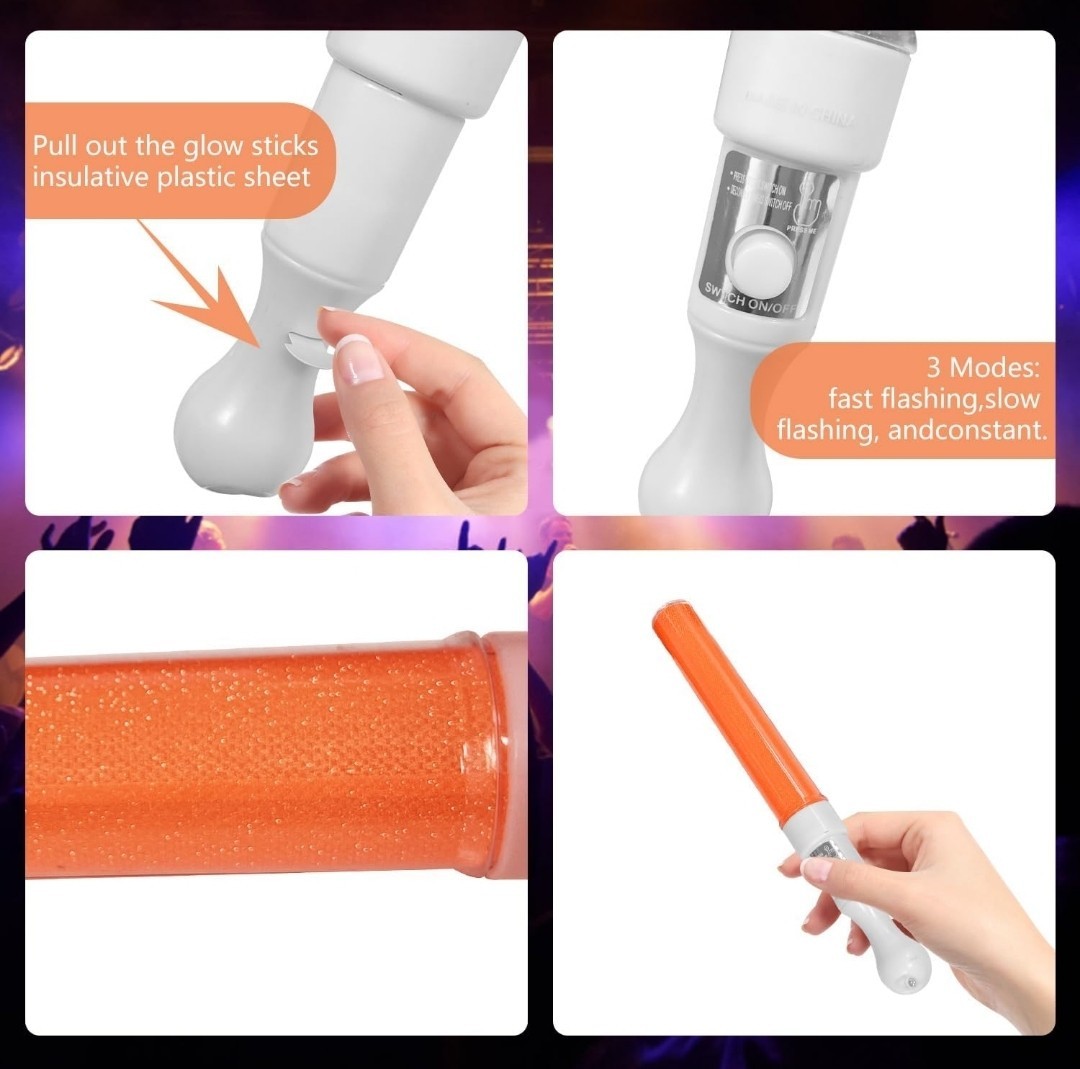 24 LED Light Up Wands Sticks Plastic Party Favors for Raves, Halloween, Concerts