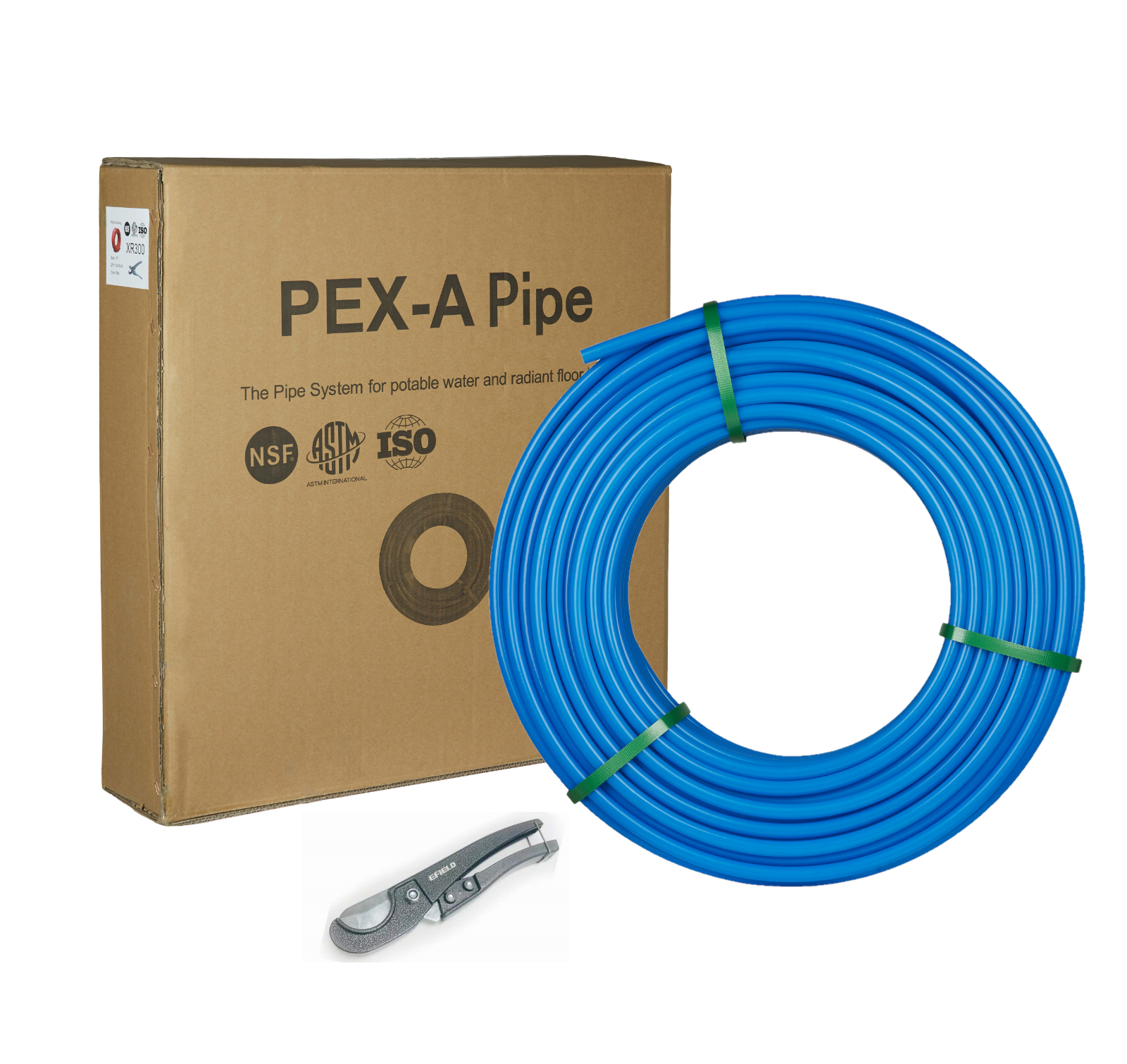 EFIELD 3/4" x 300ft Blue Pex-A Pipe/Tubing for Potable Water with Pipe Cutter