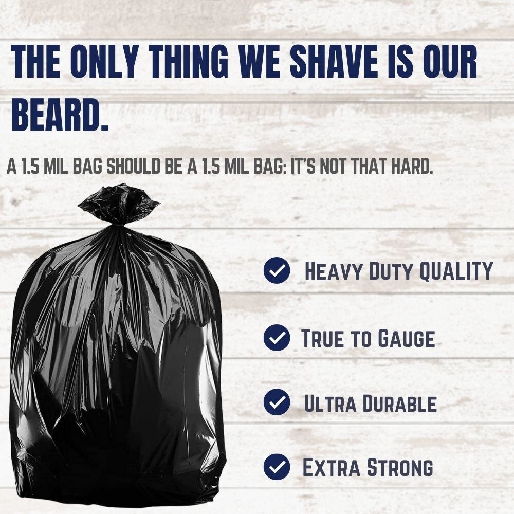 Plasticplace 95-96 Gallon Black Trash Bags, 25 Count