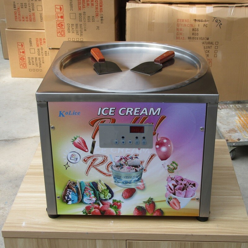 Kolice Commercial 18'' Round Pan Fried Ice Cream Roll Machine-Auto Defrost