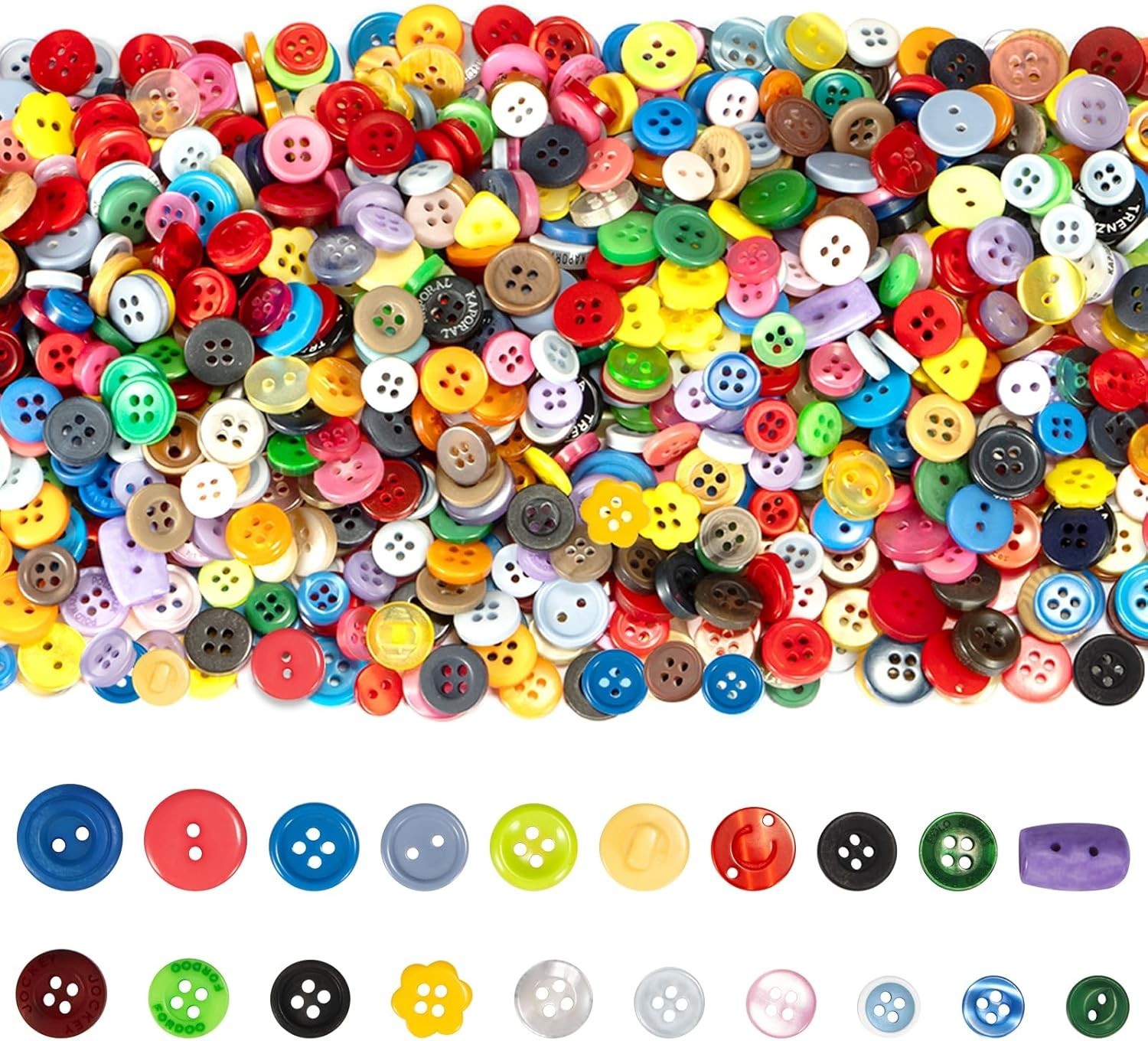 1000 Pcs Resin Buttons, Assorted Sizes Round Craft Buttons for Sewing DIY Crafts