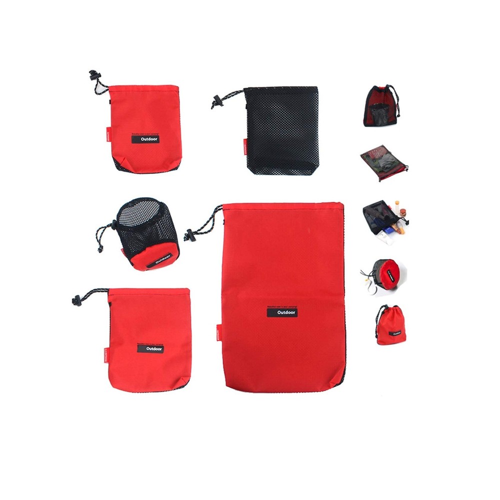 Vikodah Drawstring Bags Nylon Cinch and Ditty Stuff Pouch Medium, Red