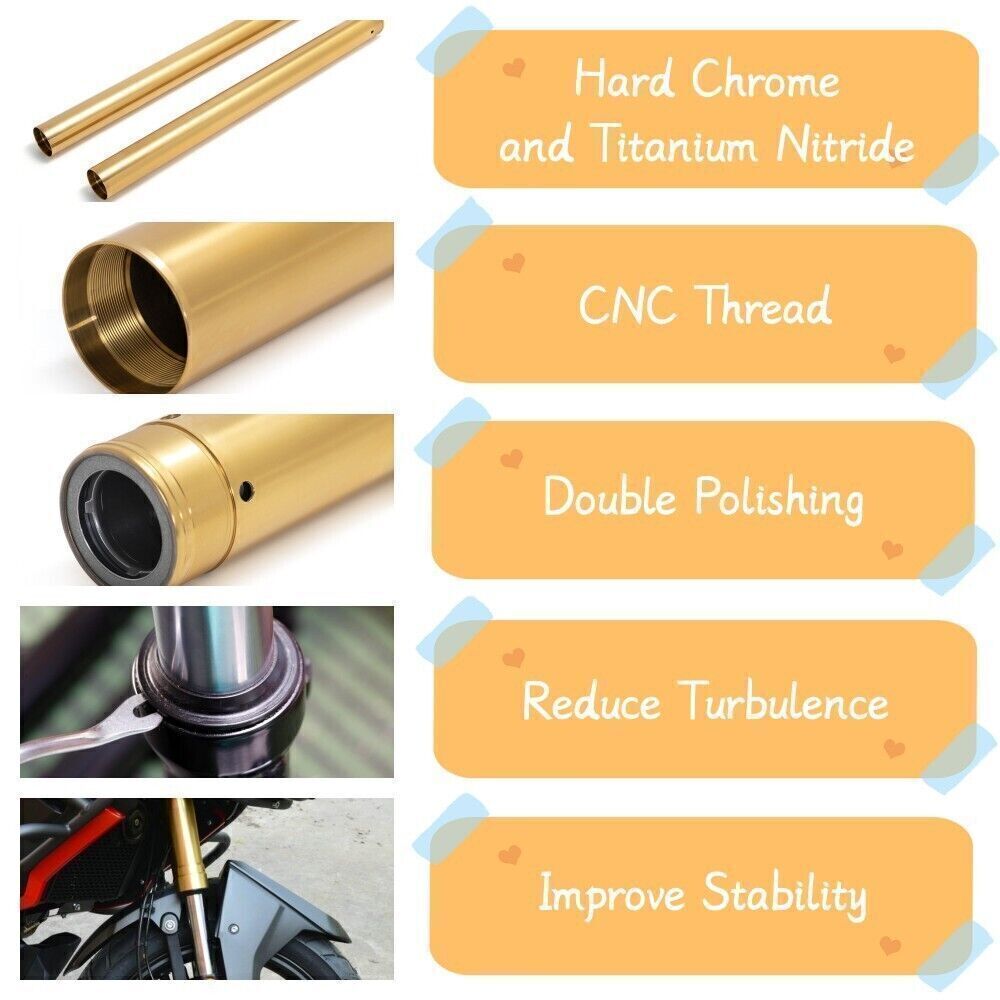 Chrome Gold 49mm 25-1/2" Fork Tubes For Harley Dyna Street Bob 06-17 Low Rider
