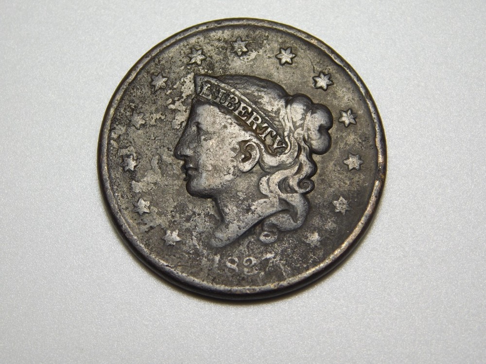 US COINS 1837 CORONET HEAD LARGE CENT