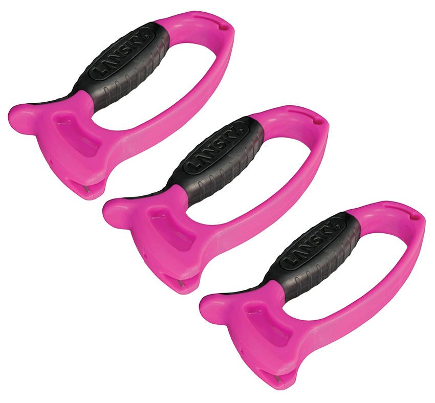 3 PACK Lansky Deluxe Quick Edge Knife Sharpener Pink Composition Handle Non-Slip