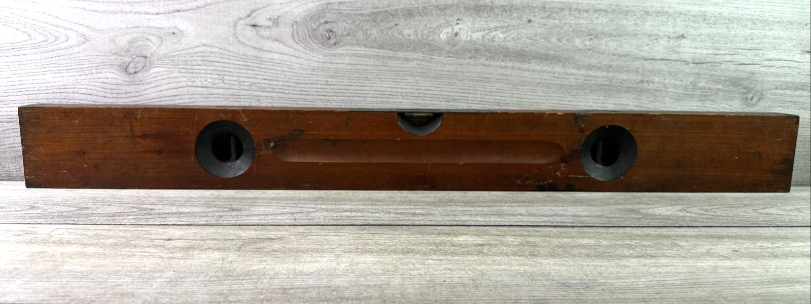 Vintage Stanley New Britain USA No.13 Cherry Wood Level 3 Bubble Brass 30"