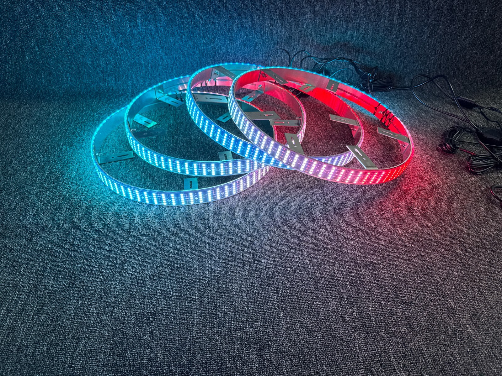 17.5" 5ROWs Brightest RGB CHASING Flow for Car Truck LED Wheel Rim Ring Lights