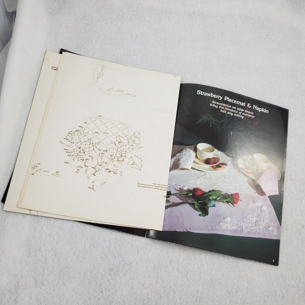 2 Vintage Candlewicking Craft Booklets Lot Needlework Patterns Shells Strawberry